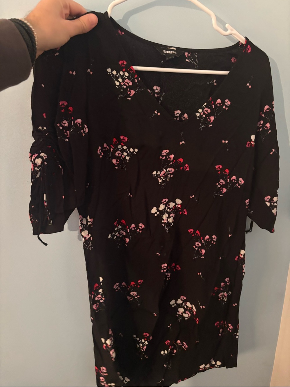 Express Black Floral Dress top size xs